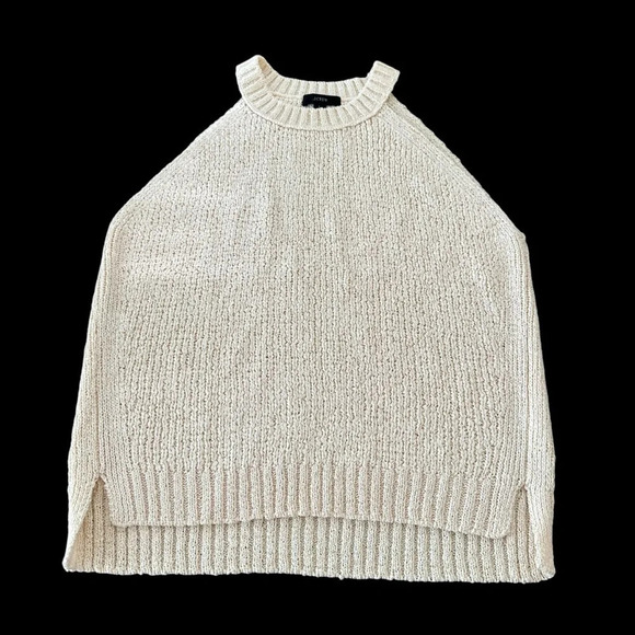 J Crew size Large Cream High Neck Sweater Top Pullover Chunky Knit BI939 - Picture 3 of 9